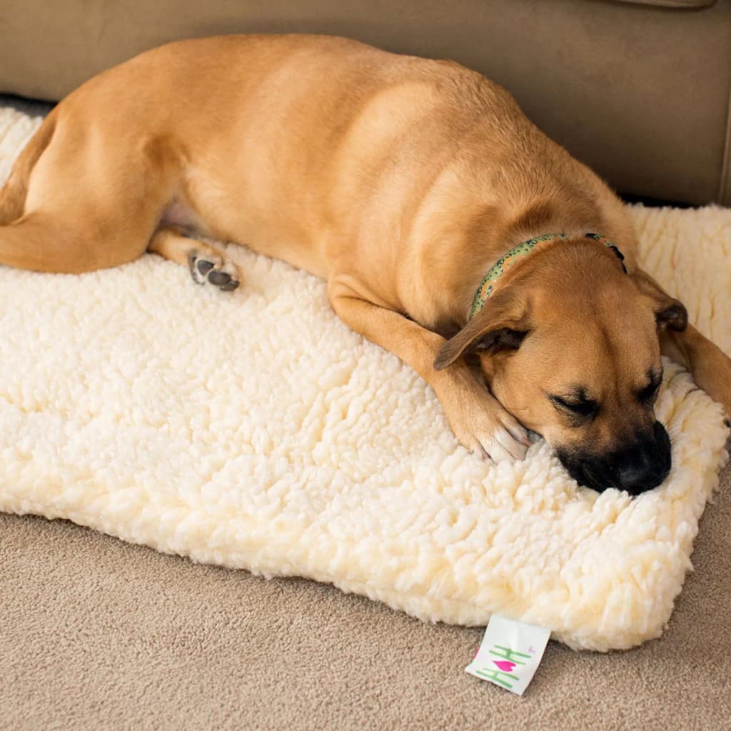 HuggleHounds Fleece Pet Mat XXL Wool White