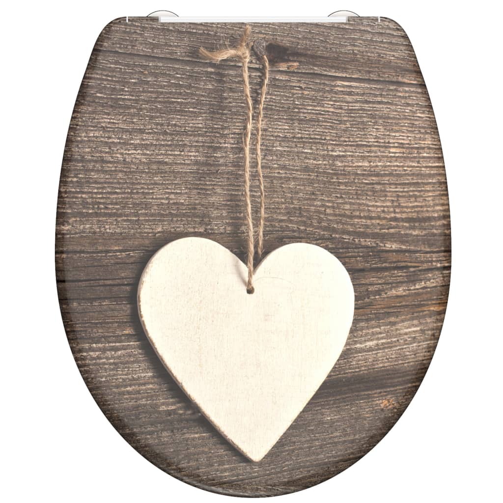 SCHÌÏTTE Duroplast Toilet Seat with Soft-Close WOOD HEART Printed