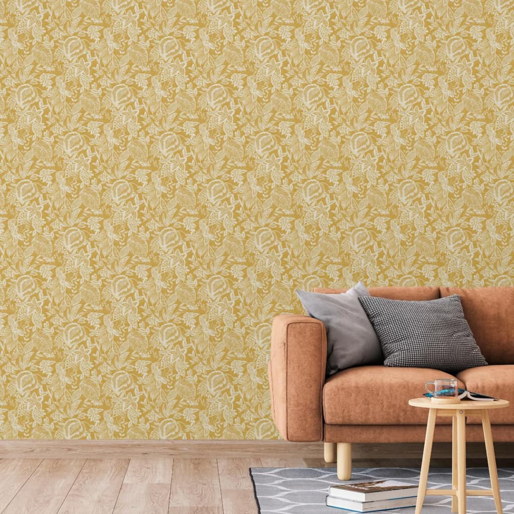 DUTCH WALLCOVERINGS Wallpaper Mae Ochre and Beige