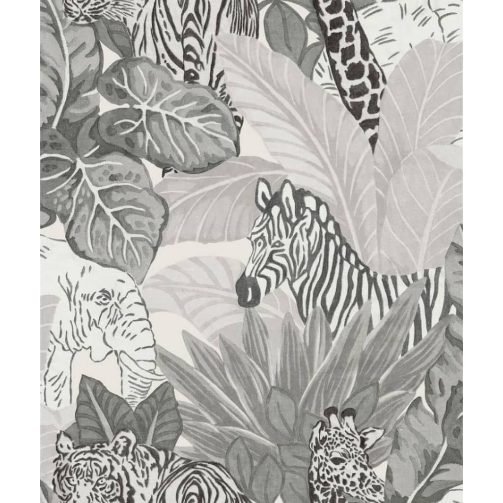 Noordwand Good Vibes Wallpaper Jungle Animals Grey and Black