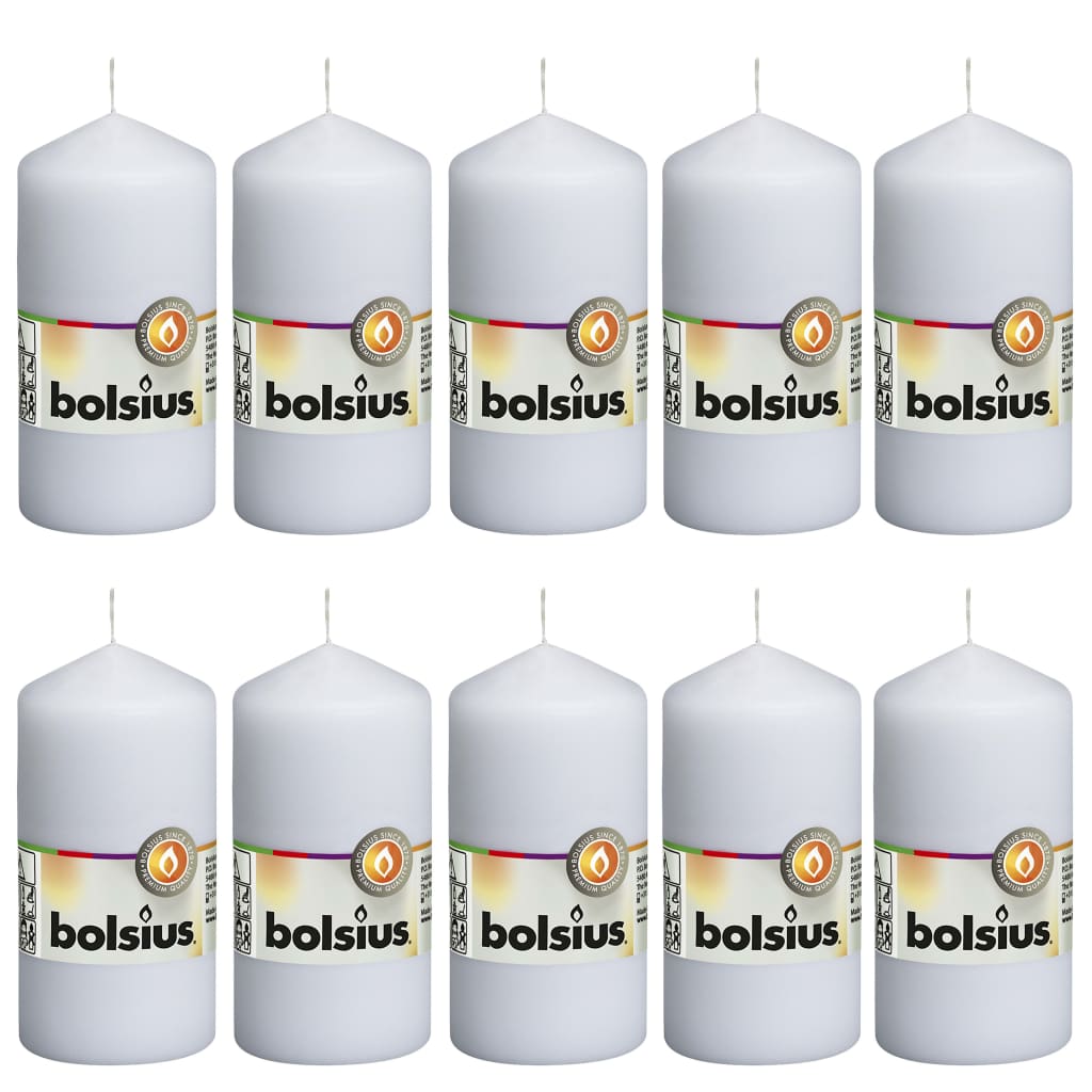 Bolsius Pillar Candles 10 pcs 120x58 mm White