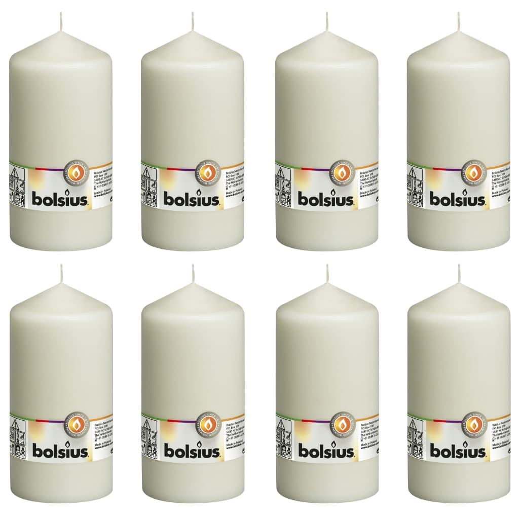 Bolsius Pillar Candles 8 pcs 150x78 mm Ivory