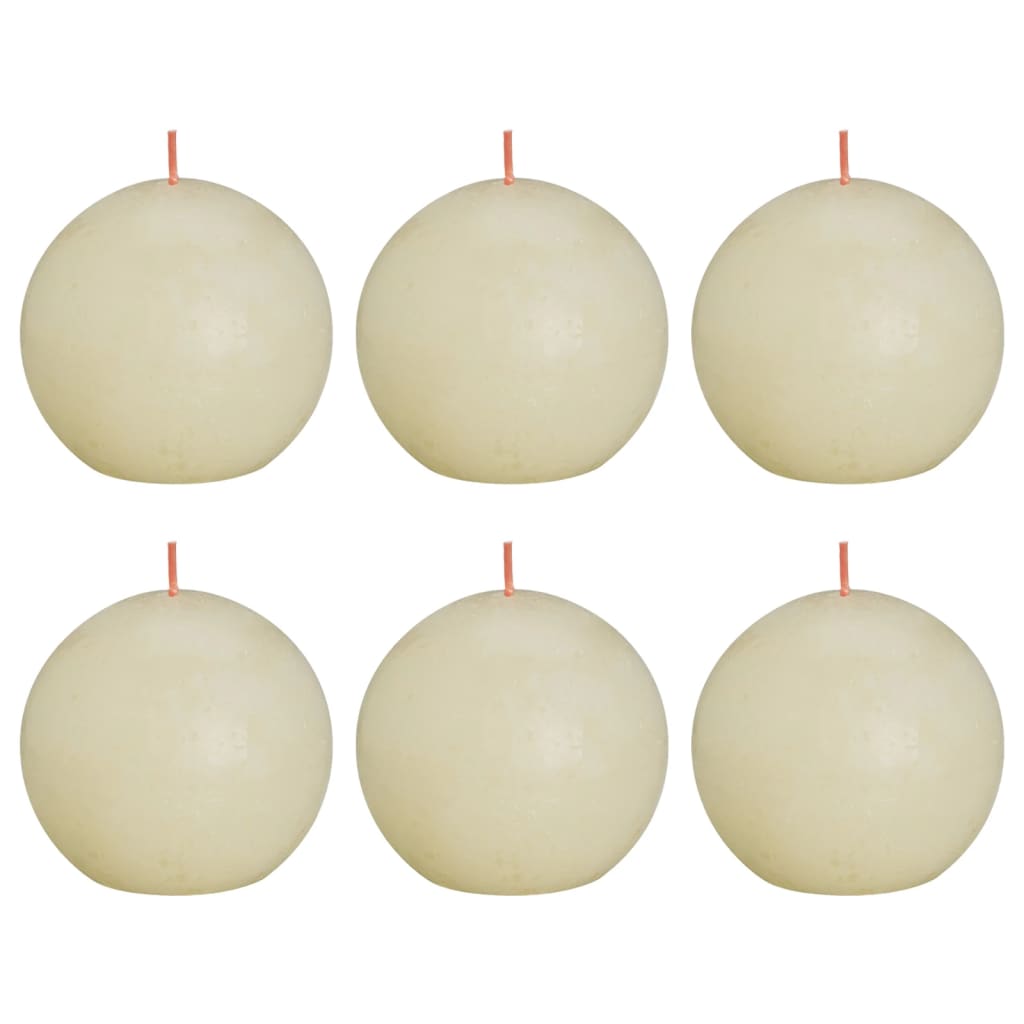 Bolsius Rustic Ball Candles Shine 6 pcs 76x71 mm Soft Pearl