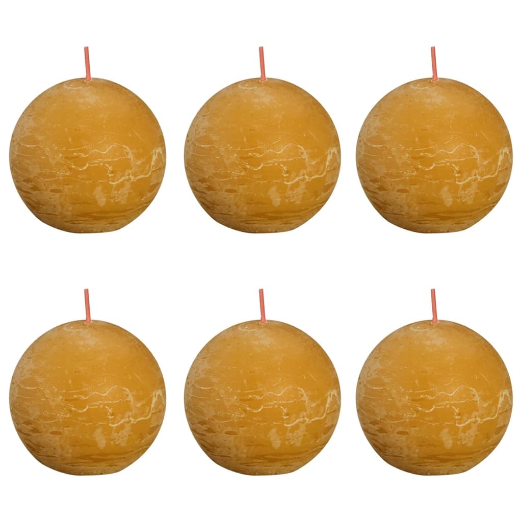 Bolsius Rustic Ball Candles Shine 6 pcs 76x71 mm Honeycomb Yellow