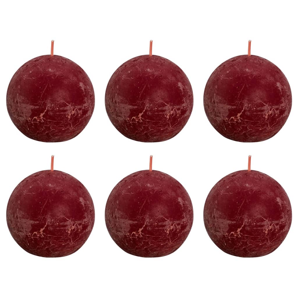 Bolsius Rustic Ball Candles Shine 6 pcs 76x71 mm Velvet Red