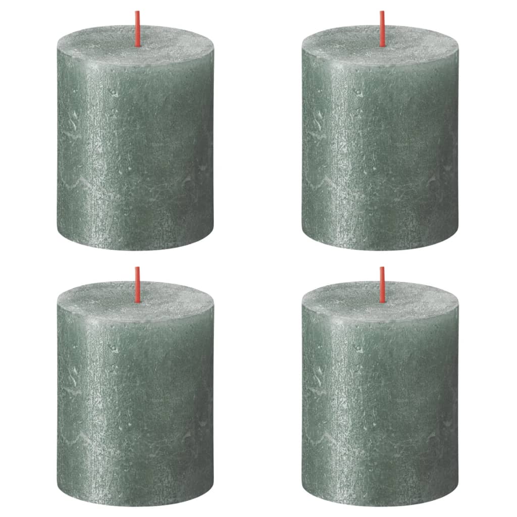 Bolsius Rustic Pillar Candles Shimmer 4 pcs 80x68 mm Oxide Blue