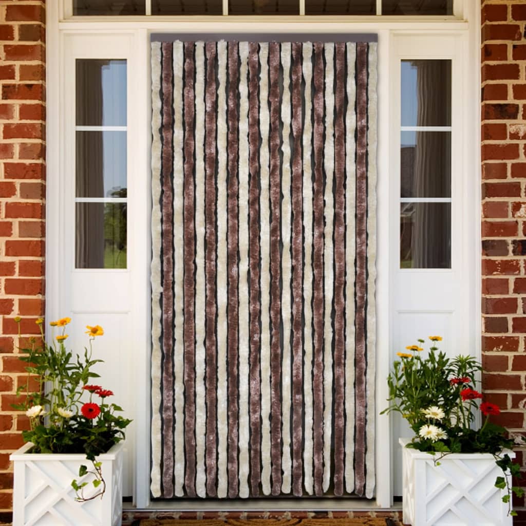 vidaXL Insect Curtain Beige and Light Brown 90x220 cm Chenille