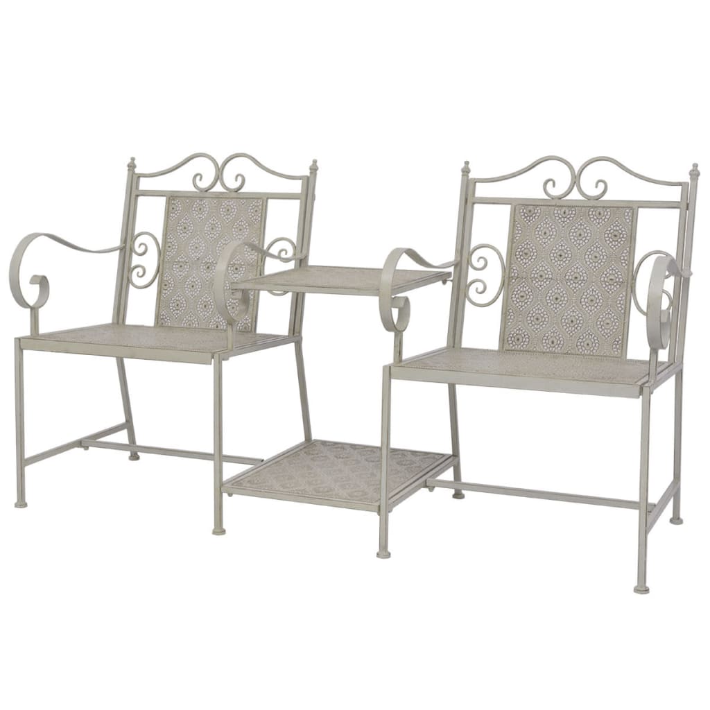 vidaXL 2 Seater Garden Bench 161 cm Steel Grey