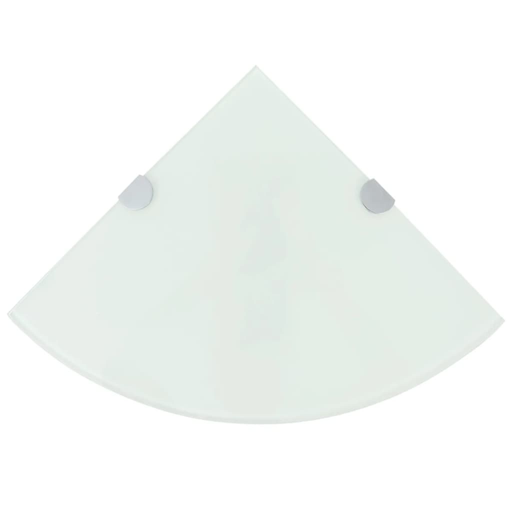 vidaXL Corner Shelf with Chrome Supports Glass White 35x35 cm