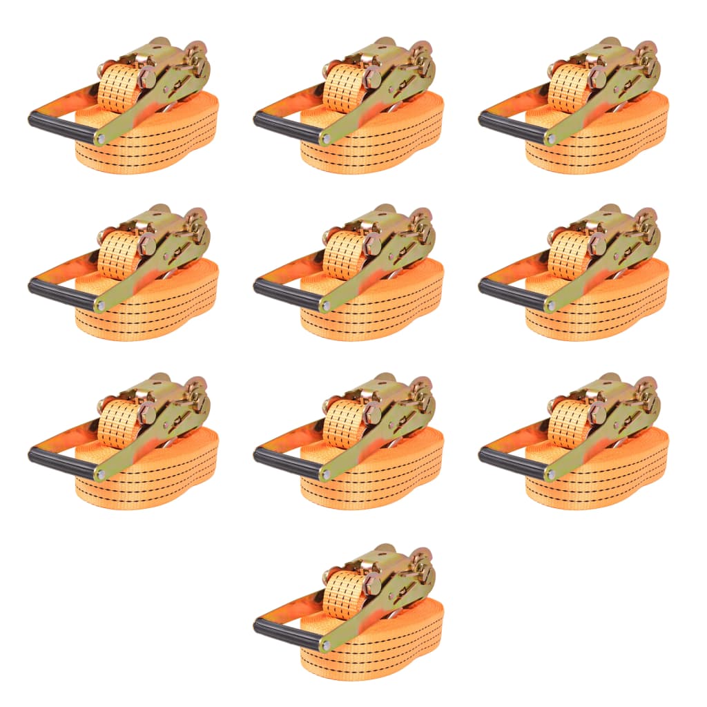 vidaXL Ratchet Tie Down Straps 10 pcs 2 Tonnes 8mx50mm Orange