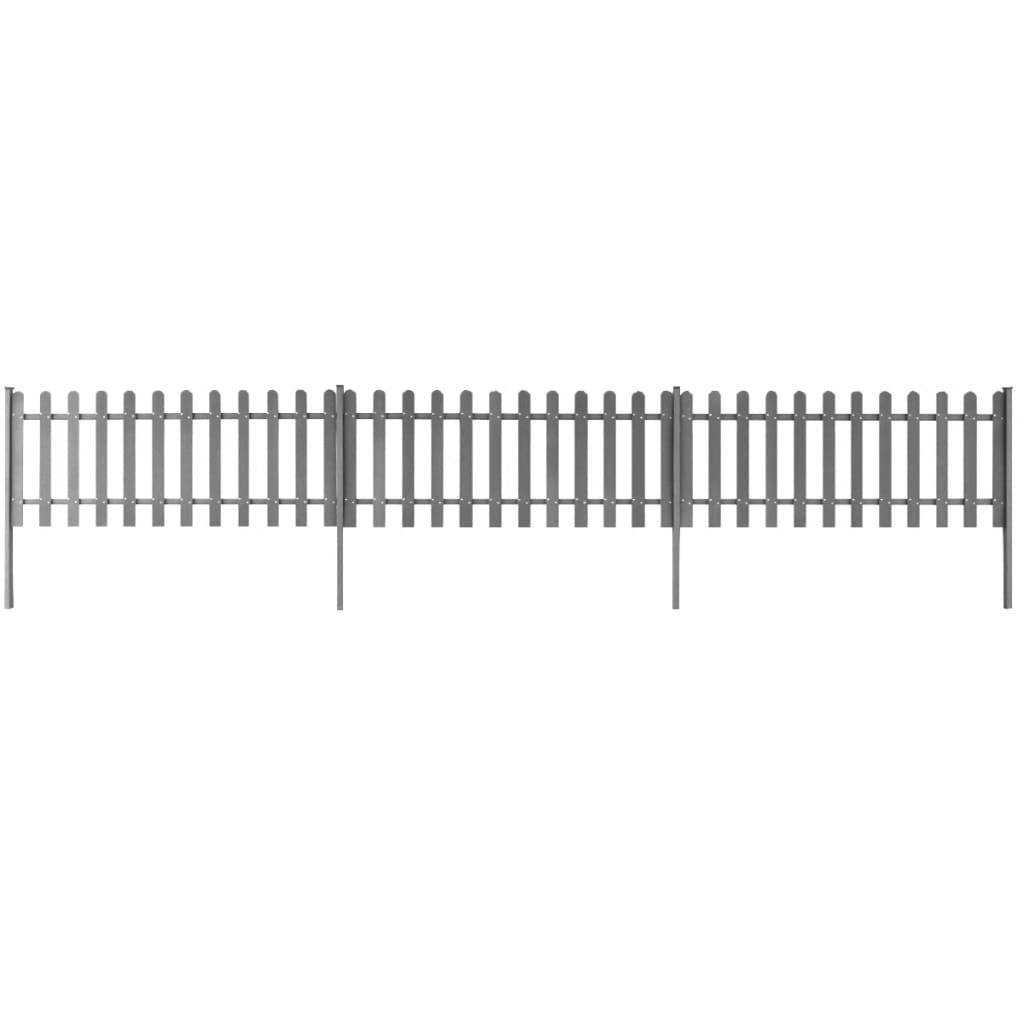 vidaXL Picket Fence with Posts 3 pcs WPC 600x80 cm