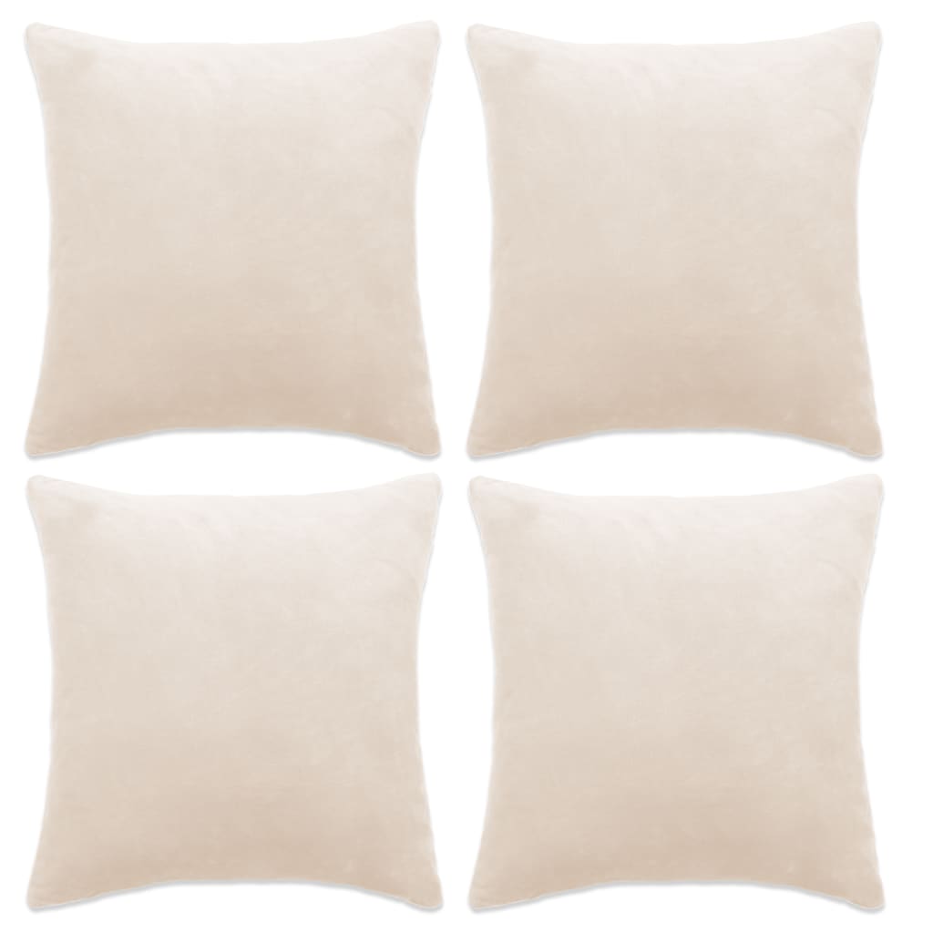 vidaXL Cushion Covers 4 pcs Velour 50x50 cm Off White