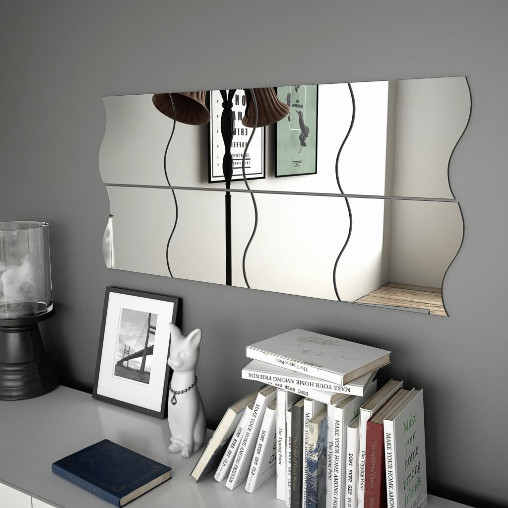 vidaXL Wall Mirrors 8 pcs 20x20 cm Wave Glass