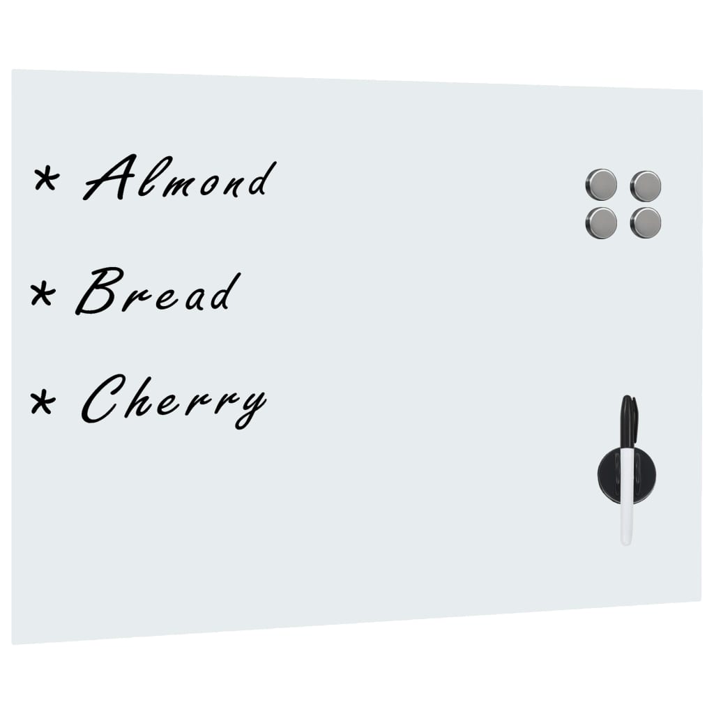 vidaXL Wall Mounted Magnetic Whiteboard Glass 80x60 cm