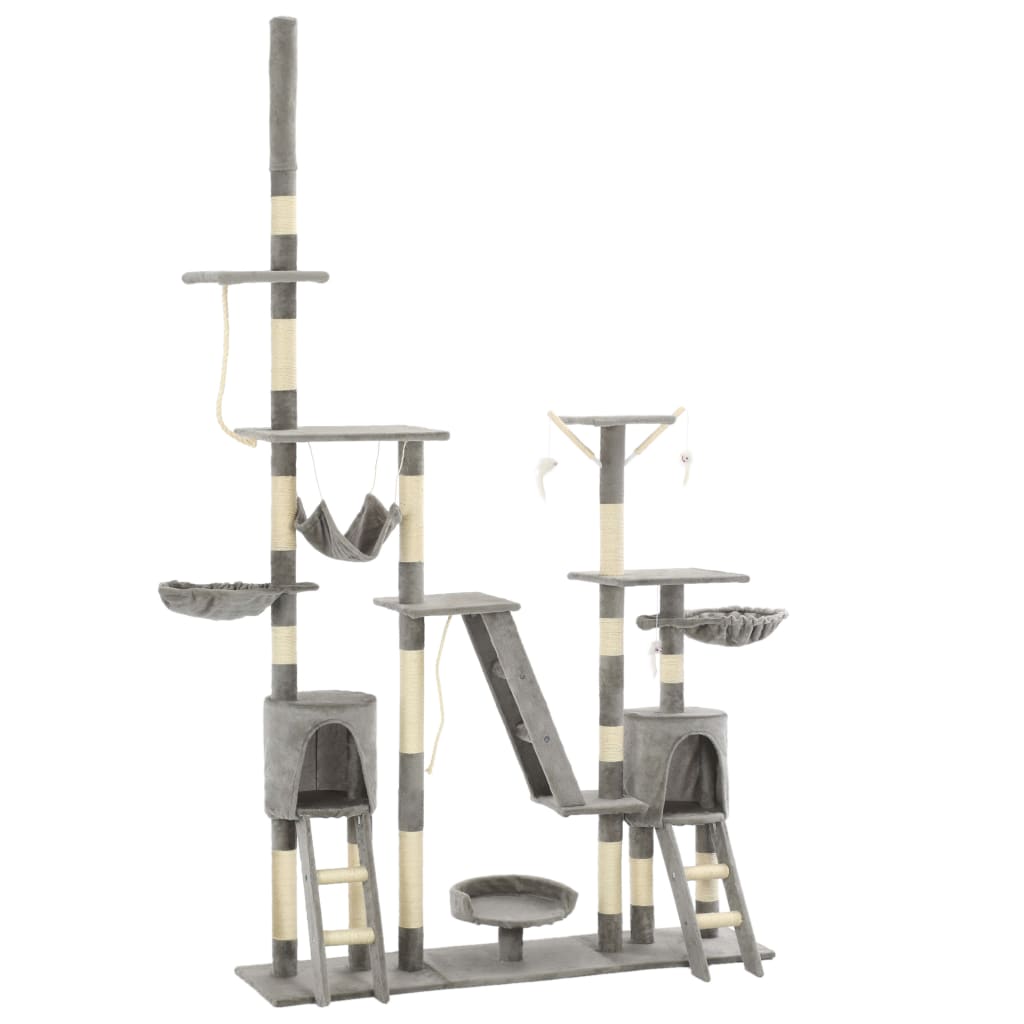 vidaXL Cat Tree with Sisal Scratching Posts 230-250 cm Grey