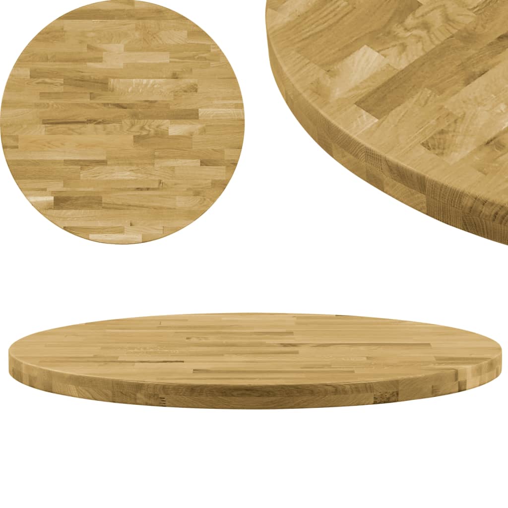 vidaXL Table Top Solid Oak Wood Round 44 mm 500 mm