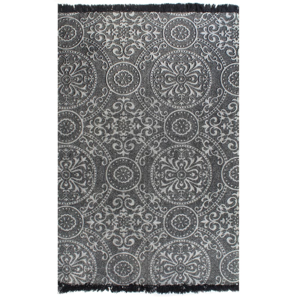 vidaXL Kilim Rug Cotton 160x230 cm with Pattern Grey