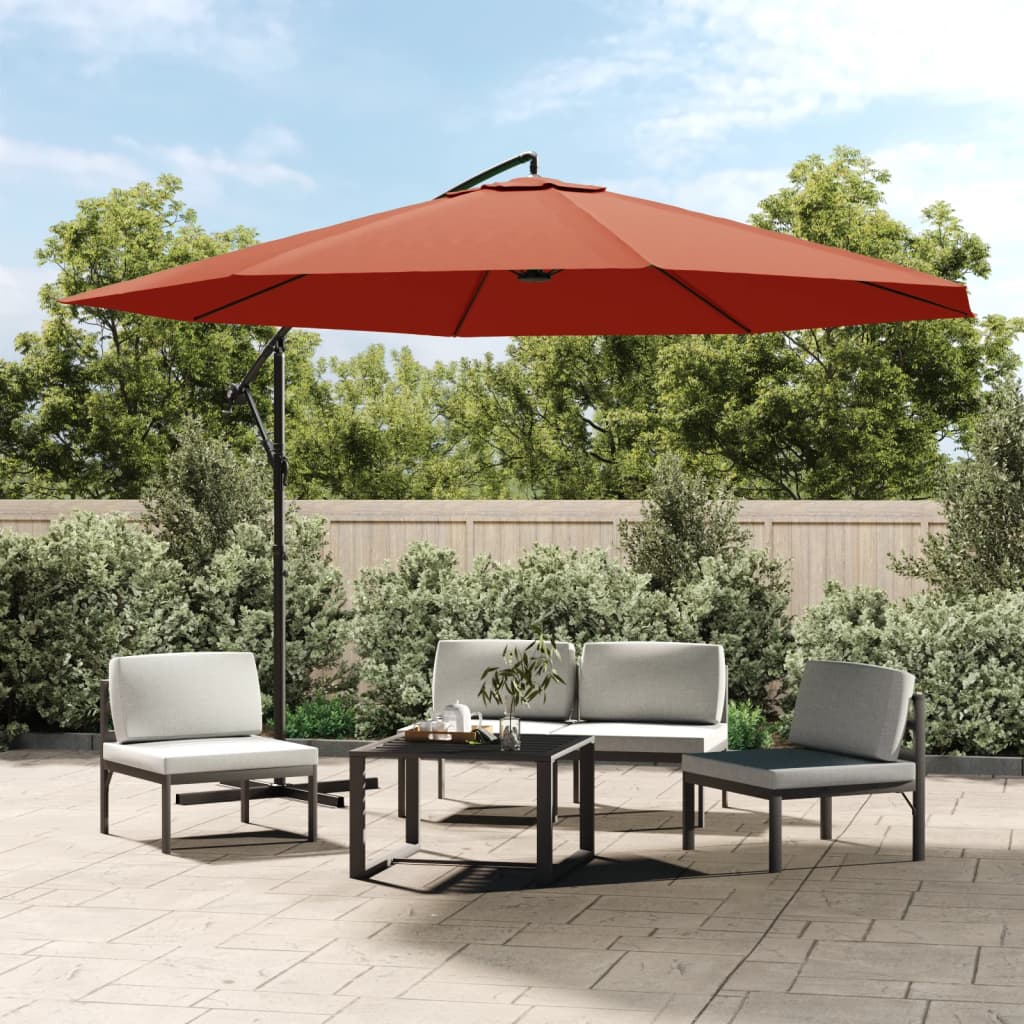 vidaXL Cantilever Umbrella with Aluminium Pole 350 cm Terracotta