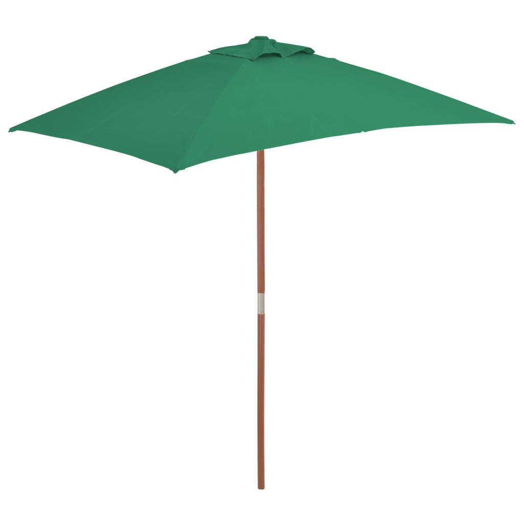 vidaXL Outdoor Parasol with Wooden Pole 150x200 cm Green