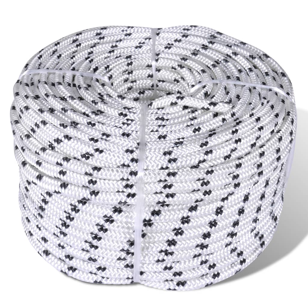 vidaXL Braided Boat Rope Polyester 10 mm 250 m White