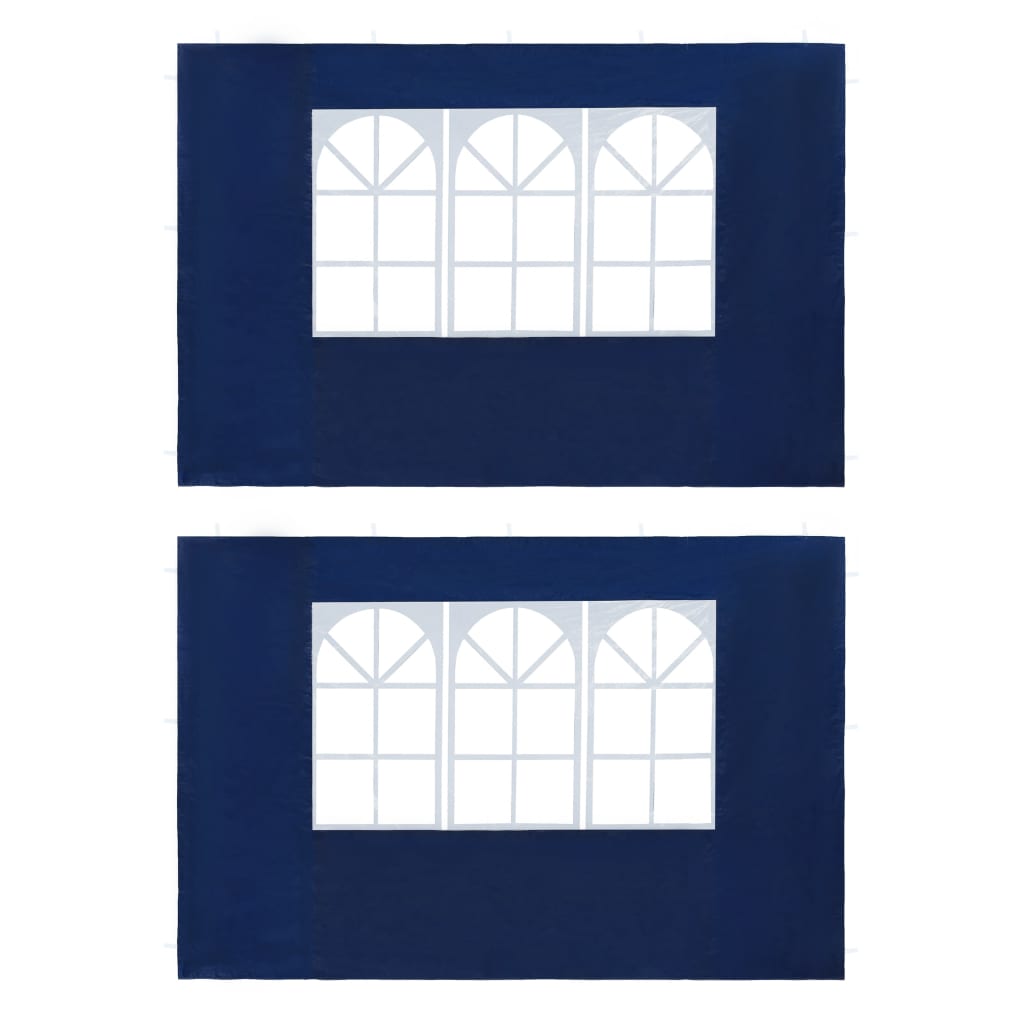 vidaXL Partytent Sidewall 2 pcs with Window PE Blue
