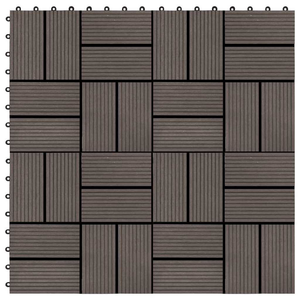 vidaXL 11 pcs Decking Tiles WPC 30x30 cm 1 sqm Dark Brown