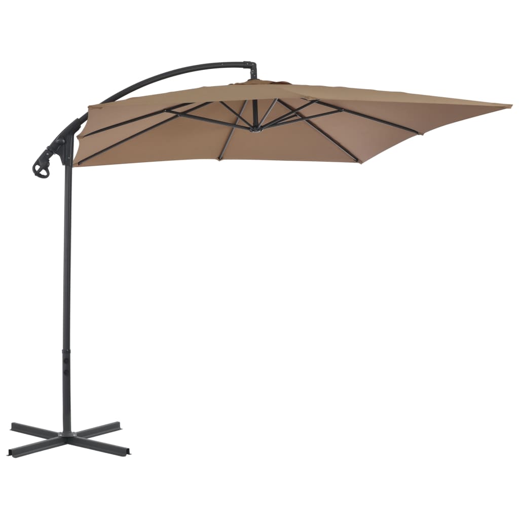 vidaXL Cantilever Umbrella with Steel Pole 250x250 cm Taupe