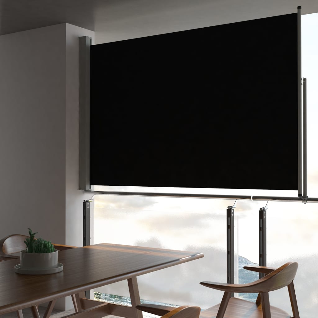 vidaXL Patio Retractable Side Awning 160 x 300 cm Black