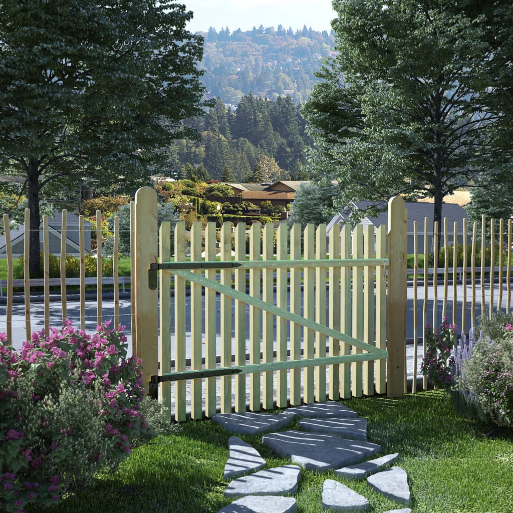 vidaXL Picket Garden Gate Impregnated Pinewood 100x75 cm