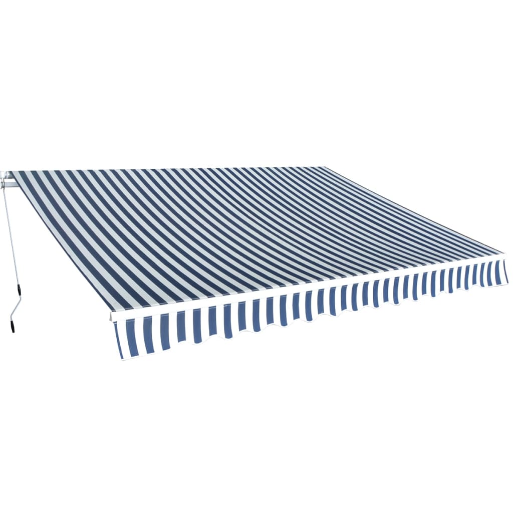 vidaXL Folding Awning Manual Operated 350 cm Blue/White