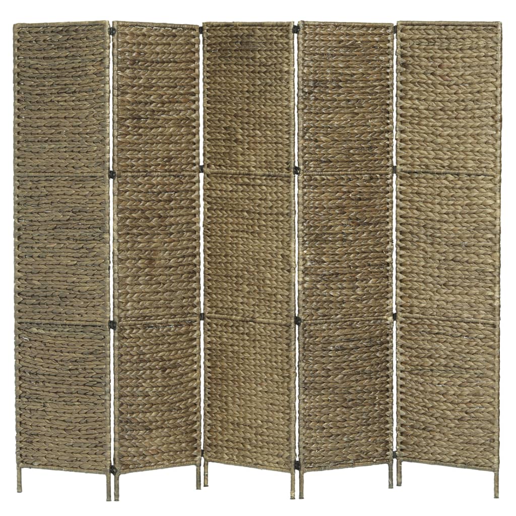 vidaXL 5-Panel Room Divider Brown 193x160 cm Water Hyacinth