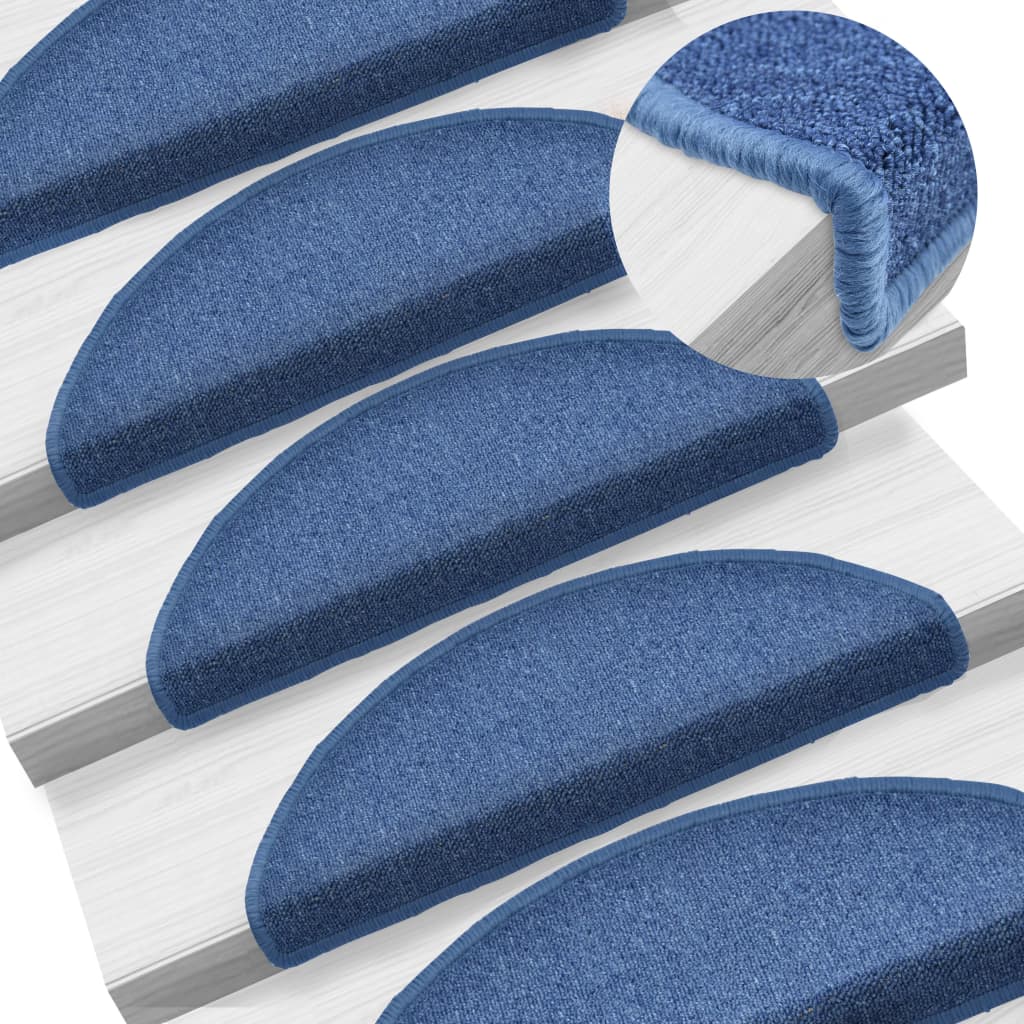 vidaXL Carpet Stair Treads 15 pcs Blue 65x24x4 cm