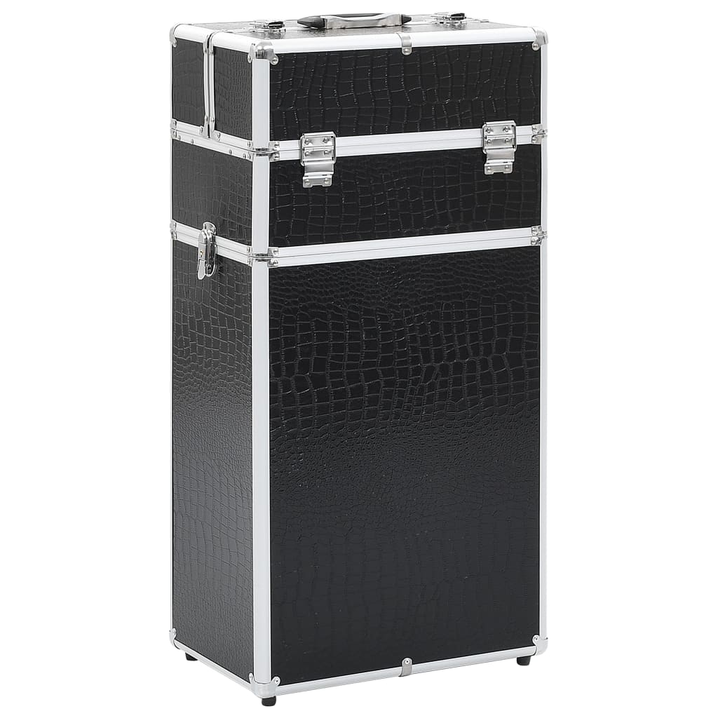 vidaXL Make-up Trolley Aluminium Black with Crocodile Pattern