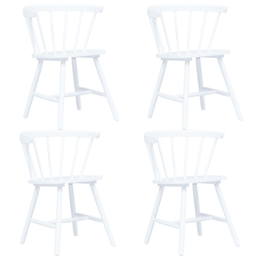 vidaXL Dining Chairs 4 pcs White Solid Rubber Wood