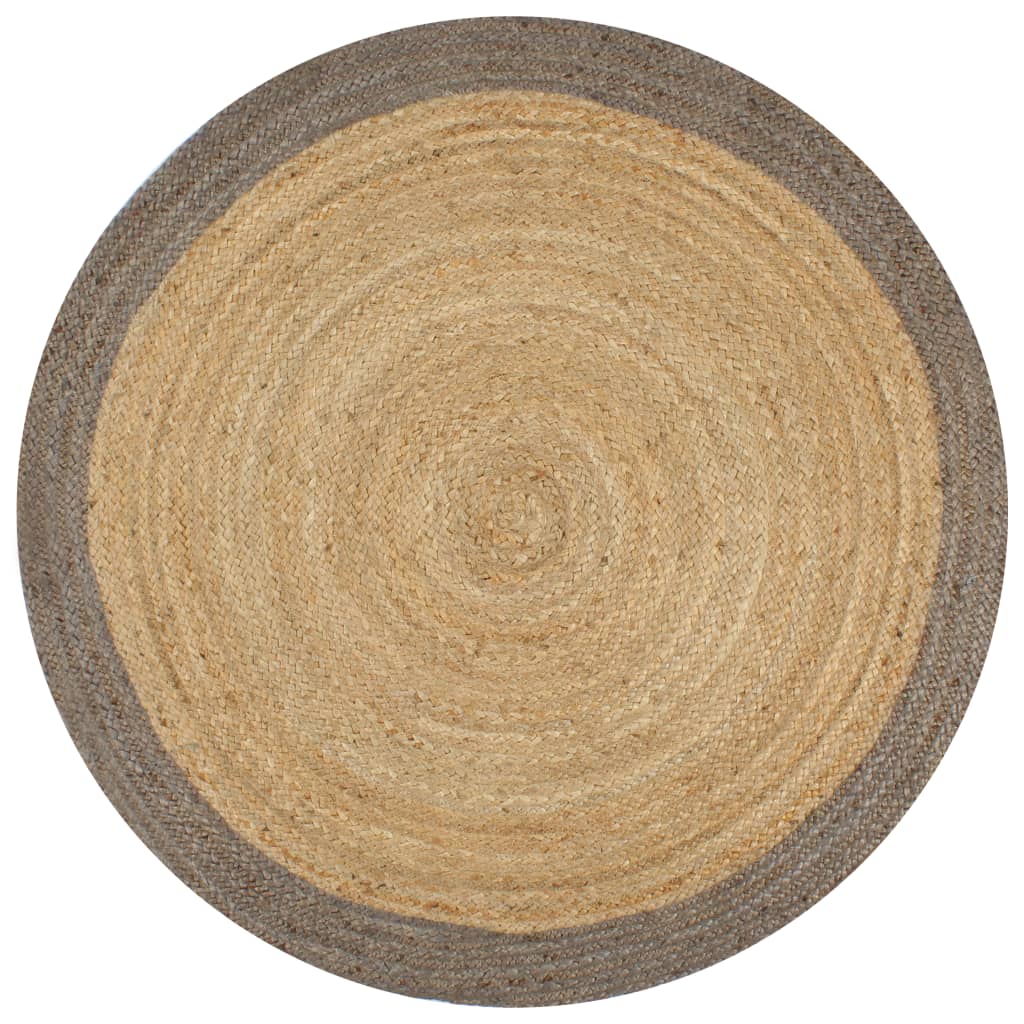vidaXL Handmade Rug Jute with Grey Border 120 cm
