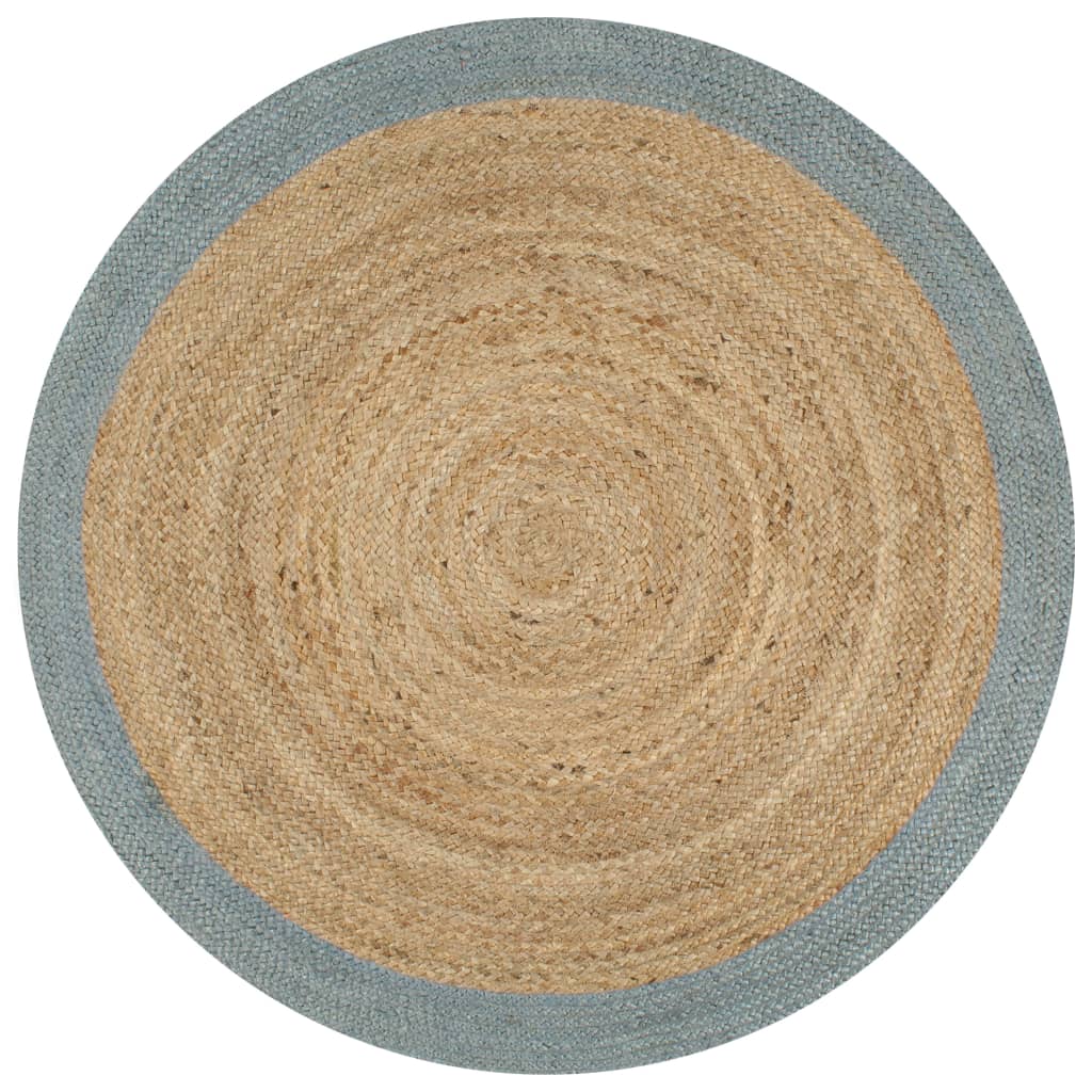 vidaXL Handmade Rug Jute with Olive Green Border 90 cm