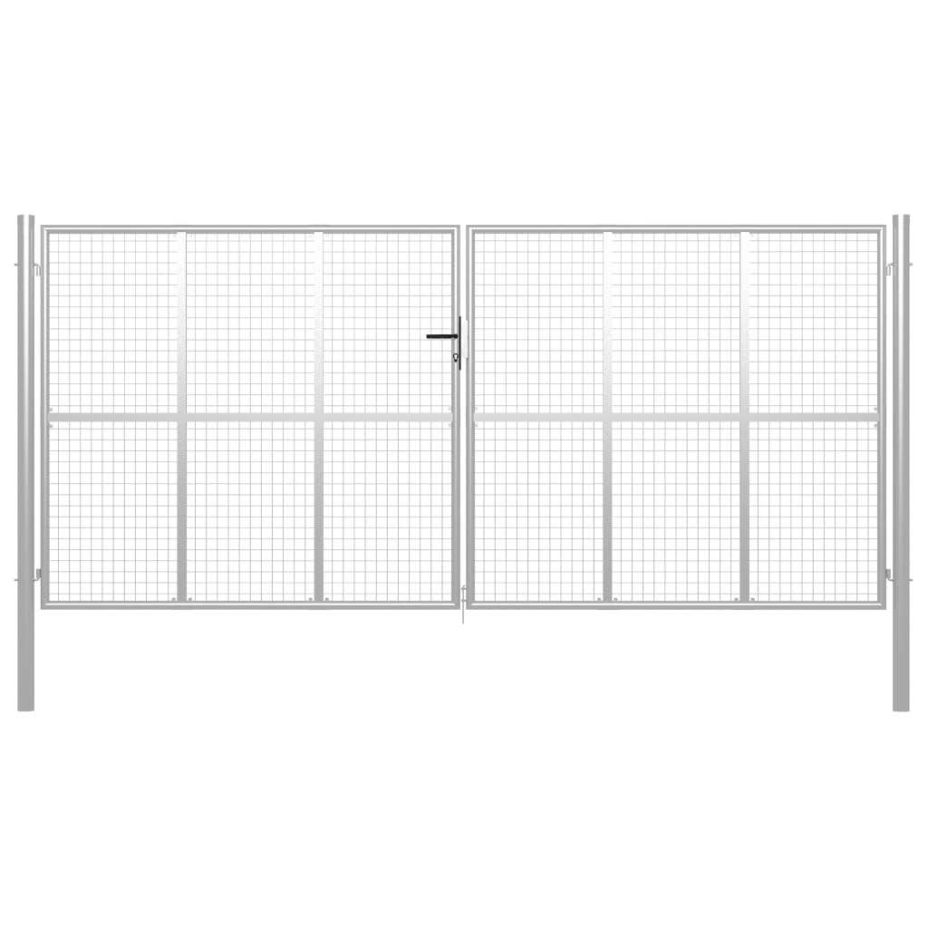 vidaXL Garden Gate Galvanised Steel 415x250 cm Silver
