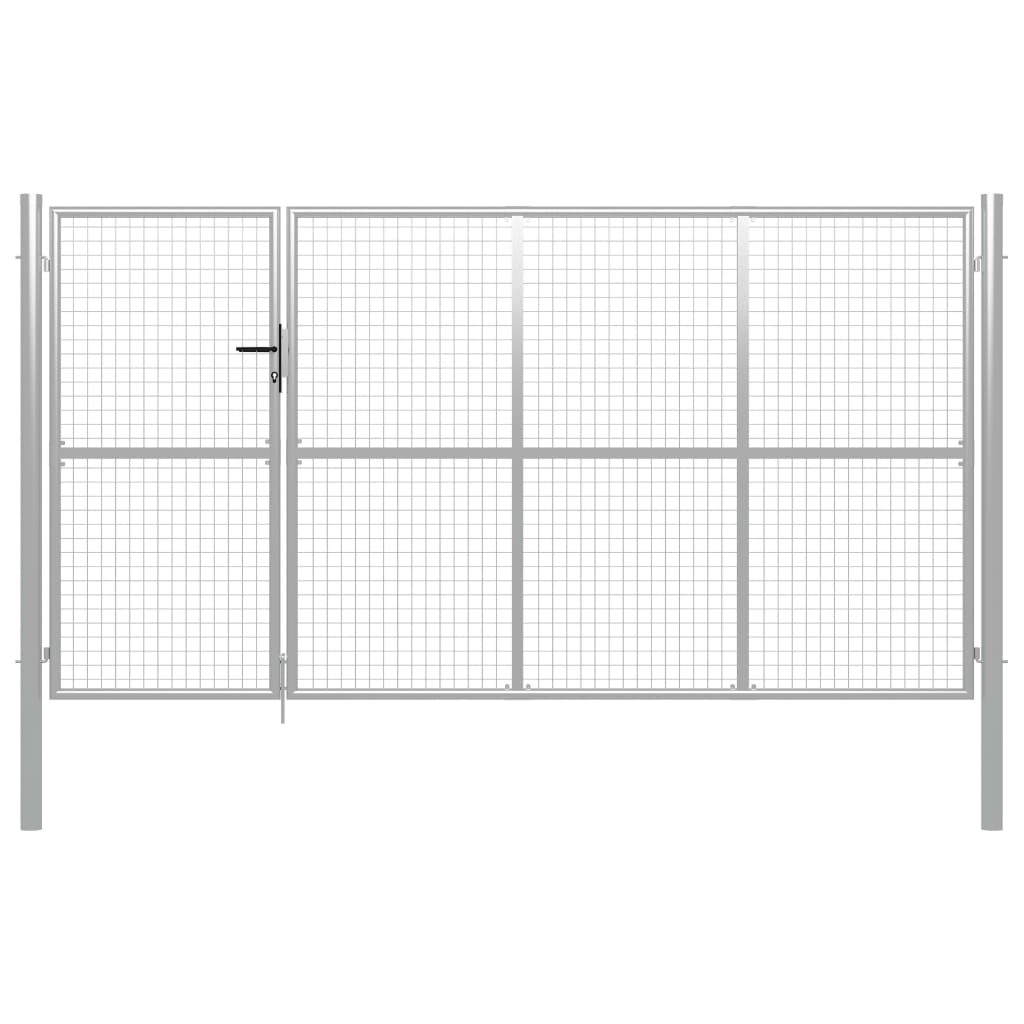 vidaXL Garden Gate Steel 350x150 cm Silver