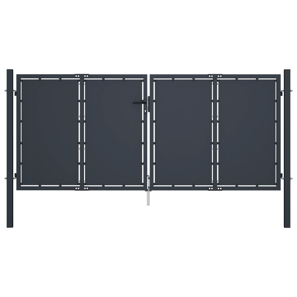 vidaXL Garden Gate Steel 300x125 cm Anthracite