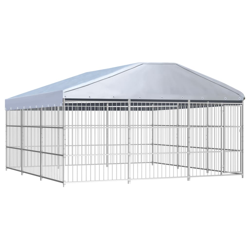 vidaXL Outdoor Dog Kennel with Roof 450x450x200 cm