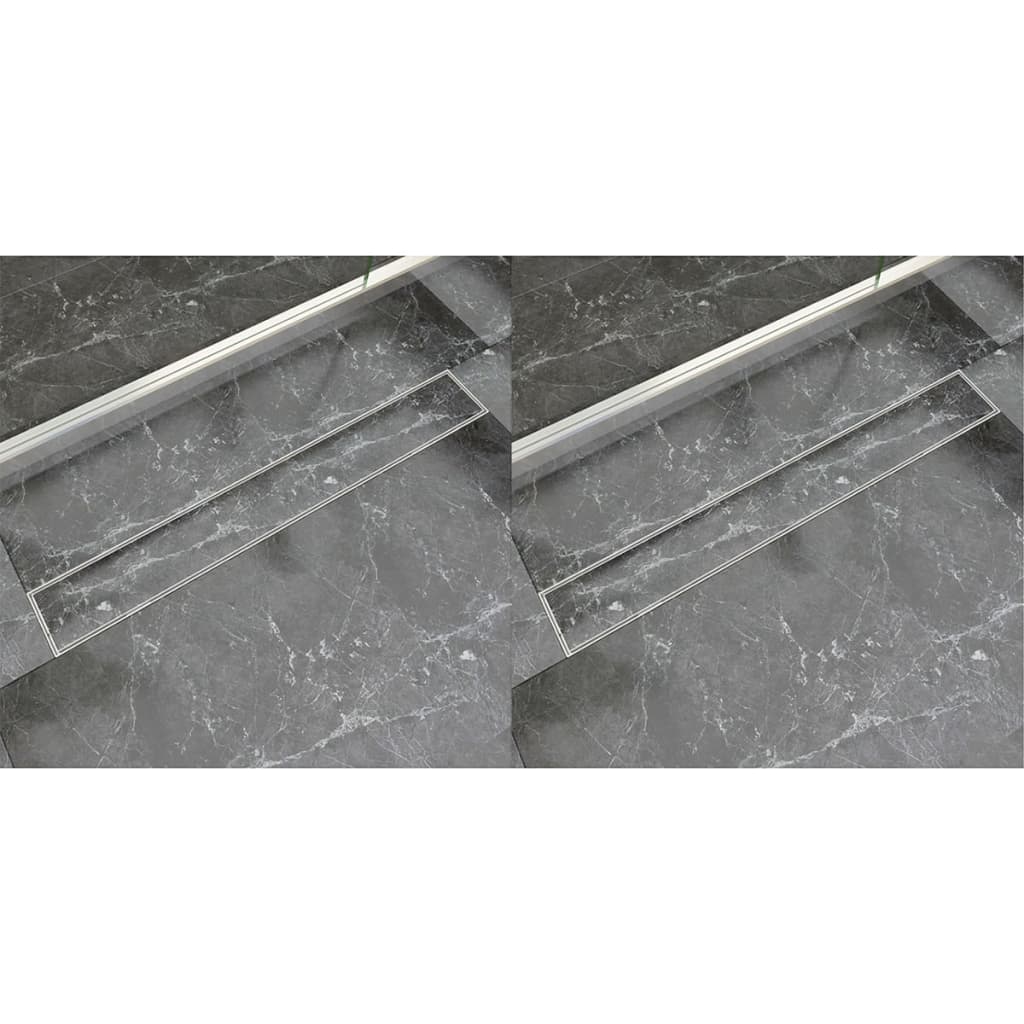 vidaXL Linear Shower Drain 2 pcs 830x140 mm Stainless Steel