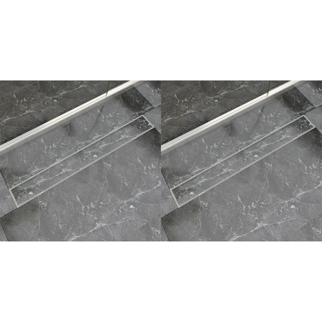 vidaXL Linear Shower Drain 2 pcs 930x140 mm Stainless Steel