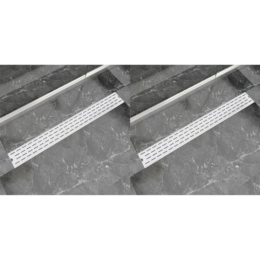 vidaXL Linear Shower Drain 2 pcs Line 930x140 mm Stainless Steel