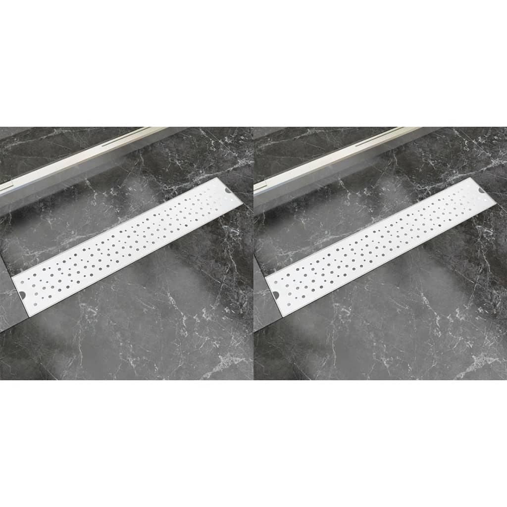 vidaXL Linear Shower Drain 2 pcs Bubble 630x140 mm Stainless Steel