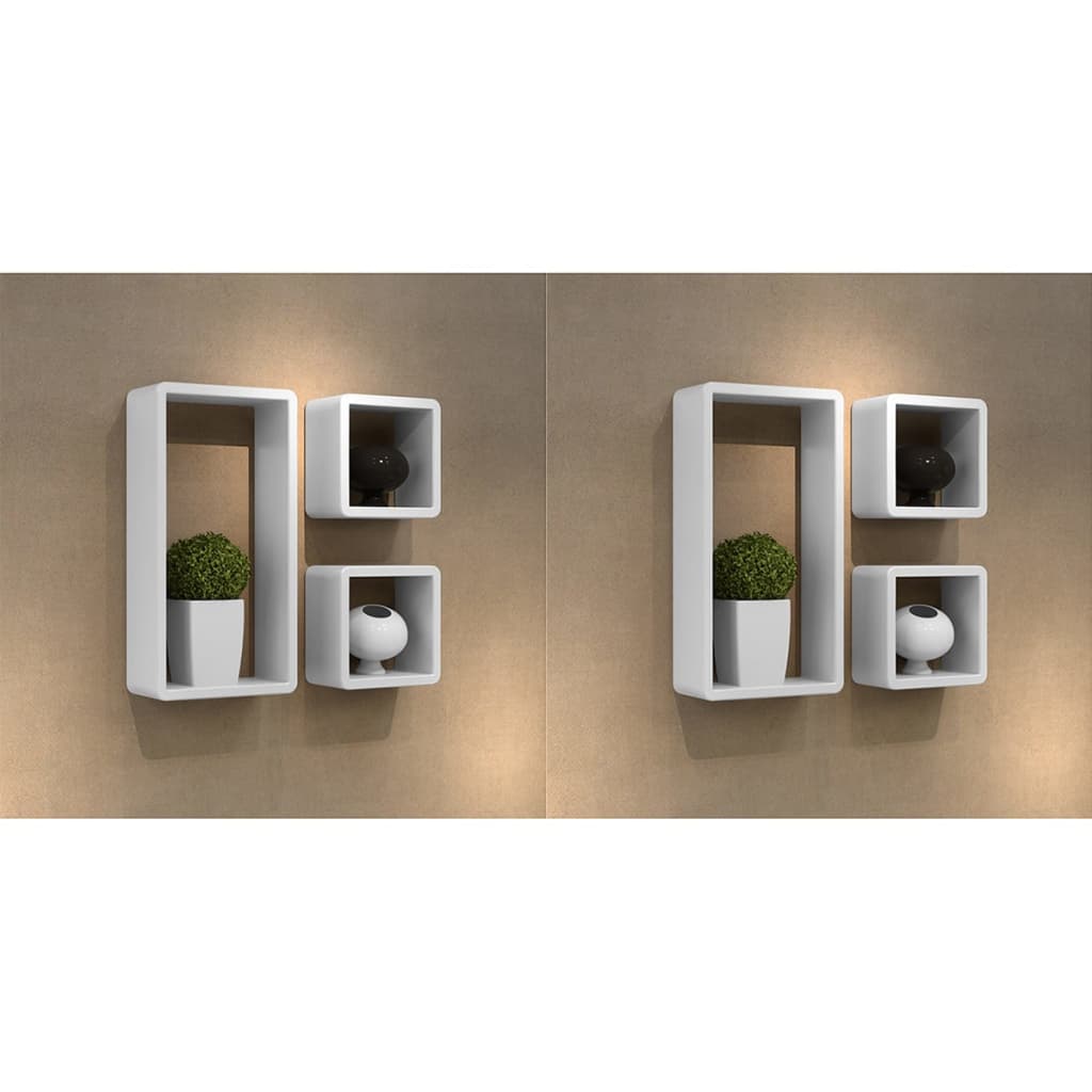 vidaXL Wall Cube Shelves 6 pcs White