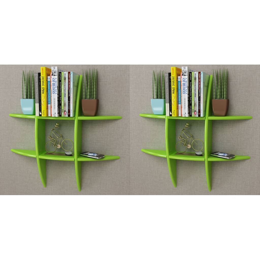 vidaXL Wall Shelves 2 pcs Green