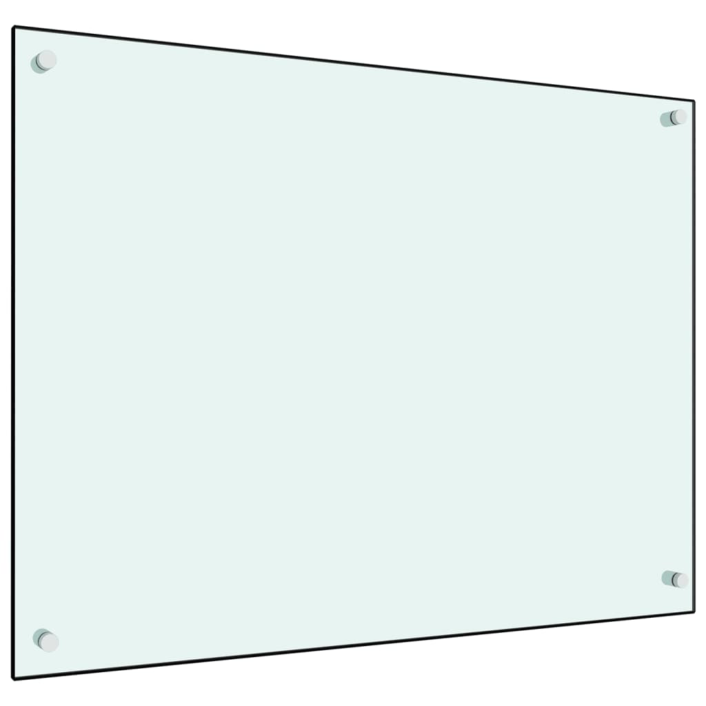 vidaXL Kitchen Backsplash White 80x60 cm Tempered Glass