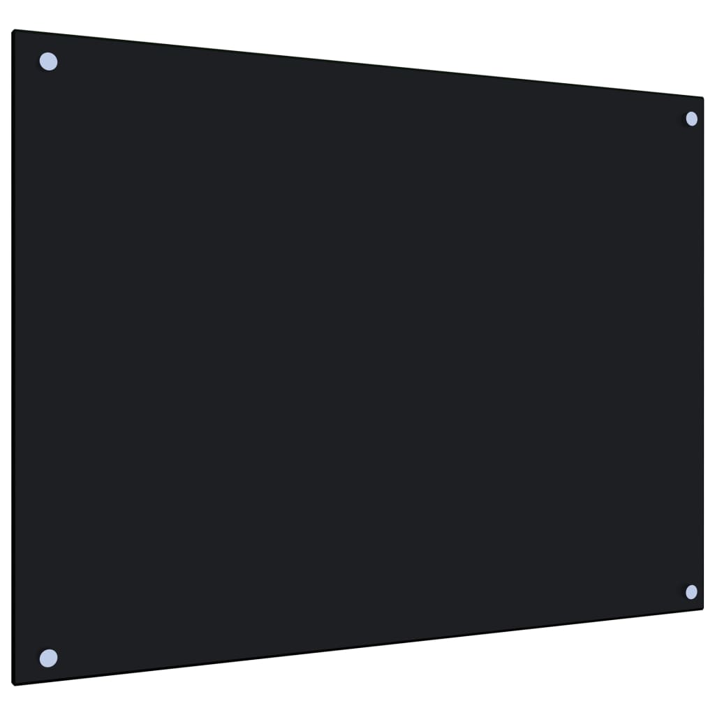 vidaXL Kitchen Backsplash Black 80x60 cm Tempered Glass