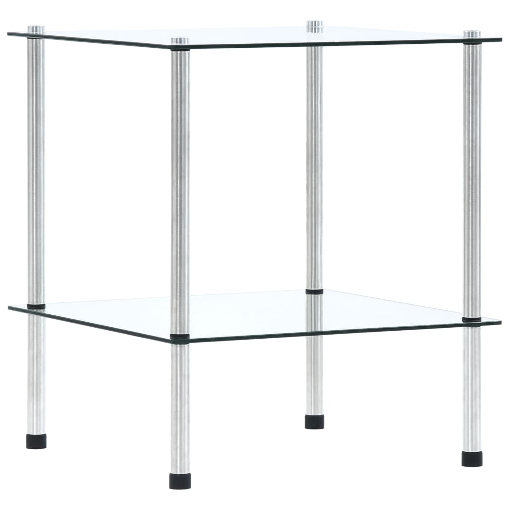 vidaXL 2-Tier Shelf Transparent 40x40x47 cm Tempered Glass