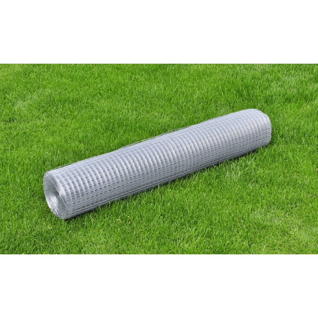 vidaXL Chicken Wire Fence Galvanised Steel 25x1 m Silver
